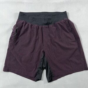 Lululemon Shorts Mens Medium Black Purple Linerless Unlined Geometric Print